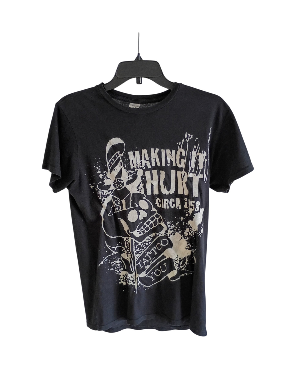 Ed Hardy Shirt Womens M Black Christian Audigier Making It Hurt Tattoo MADE USA